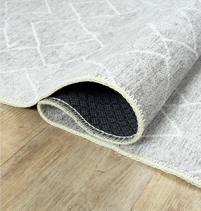 Bloom Rugs Washable Non-Slip 10 ft Runner - Gray/Pebble Striped Runner for Entryway, Hallway, Bathroom, and Kitchen - Exact Size: 2.5' x 10'