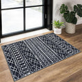 KUTA Moroccan Boho Entryway Rug, 2x3 Black Entrance Small Area Rug Non-Slip Washable, Ultra Soft Vintage Geometric Low-Pile Indoor Door Mat Floor Carpet for Kitchen