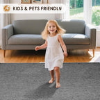 LBRO2M Easy Jute Solid Area Rug 4X6 Washable Rugs for Living Room Bedroom Natural Jute Look Indoor Outdoor Rug Durable, Solid Non Shedding Eco Friendly (4X6 Black Gray)