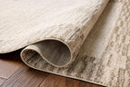 Loloi Chris Loves Julia Calvin Collection CLV-04 Ivory/Pebble 3'-6" x 5'-6" Accent Rug Checkered Neutral Soft Living Room Bedroom Carpet