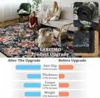 2'6''x8' Machine Washable Runner Rug, Kitchen Hallway Area Rug Black Vintage Boho Floral Ultra Non-Slip Low Pile Soft Faux Wool Carpet, Kids and Pets Friendly for Bedroom Entryway Nursery Decor Rug