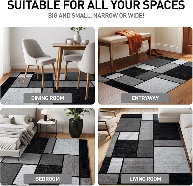 Rugshop Modern Geometric Gray Area Rug, Fade-Resistant Carpet for Large Living Room, Dining Room, or Open Space, 10' x 14'