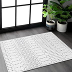 Lahome Moroccan Entryway Washable Rugs 2x3 Non-Slip Thin Kitchen Rug Throw Small Area Rugs for Bedroom Accent Print Distressed Bathroom Mat White Floor Indoor Doormat Carpet for Laundry Living Room