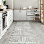 Bloom Rugs Washable Non-Slip 7 ft Runner - Brown Striped Runner for Entryway, Hallway, Bathroom, and Kitchen - Exact Size: 2.5' x 7'