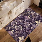 Purple Luxury Floral Texture Rug for Living Room 3x5, Low Pile Non-Slip Backing, Machine Washable Easy Fold Rug for Home, Office, Dorm Room