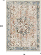 RUGGABLE Washable Vintage Area Rug – Kamran Coral 6x9, Stain-Resistant, Non-Slip – Medium Machine Washable Rugs for Living Room, Bedroom, Hallway, Entryway & Office–with Standard Pad
