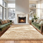 6x9 Solid Fluffy Camel Area Rug – Washable, Durable, Large Living Room Rug, Non-Slip High Pile Shag Rugs for Bedroom, Sofa Coffee Table, Nursery Rooms, Kids Room, Soft Indoor Floor Carpet