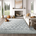 jinchan Moroccan 6x9 Area Rugs for Living Room - Machine Washable Modern Geometric Stain Resistant Ultra-Thin Low-Pile Large Rug Non-Slip Carpet for Bedroom Kitchen Dining Room (6x9ft, Grey)