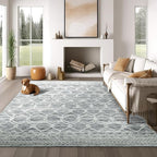 jinchan Moroccan 6x9 Area Rugs for Living Room - Machine Washable Modern Geometric Stain Resistant Ultra-Thin Low-Pile Large Rug Non-Slip Carpet for Bedroom Kitchen Dining Room (6x9ft, Grey)