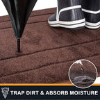 PURRUGS Dirt Trapping Door Mat 32" x 70", Non-Slip/Skid Machine Washable Entryway Rug, Dog Doormat, Super Absorbent Welcome Mat for Muddy Wet Shoes and Paws, Brown