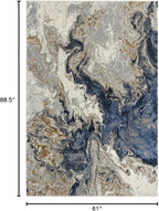 LUXE WEAVERS Marble Swirl Abstract Area Rug, Blue 5x7