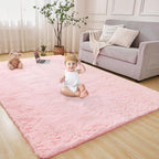 Andency Pink Soft Area Rugs for Living Room Bedroom, 3x5 Non-Slip Fluffy Shag Carpet, Indoor Floor Fuzzy Shaggy Living Room Plush Rug for Kids Dorm Nursery Home Decor Aesthetic