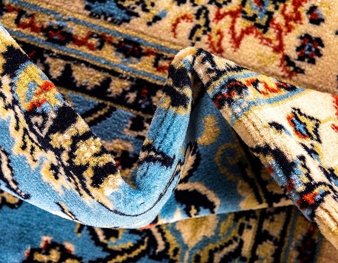 Unique Loom Sialk Hill Collection Area Rug - Washington (7' x 10' Rectangle Light Blue/Navy Blue)