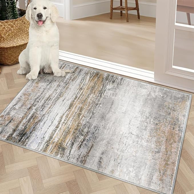 COMSLE Door Mat Soft Absorbent Indoor Front Entryway Rug Machine Washable Entrance Mats for Muddy Paws Non Slip Throw Rugs 32" x 48" Doormat for Inside Foyer Bedroom - Yellow