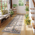 Rugcomf Runner Rug 2x6 Vibrant Tree of Life-Patterned Vintage Kitchen Rugs Non Slip Washable Soft Carpet Runner for Laundry Bedroom Bathroom, Beige