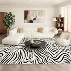 YIHOUSE 5×7 Ft Area Rugs for Living Room: Modern Washable Rug - Abstract Black and Cream White Rug for Bedroom Dining Room Office Playroom Nursery Home Decor - Nonslip Non-Shedding Striped Rugs