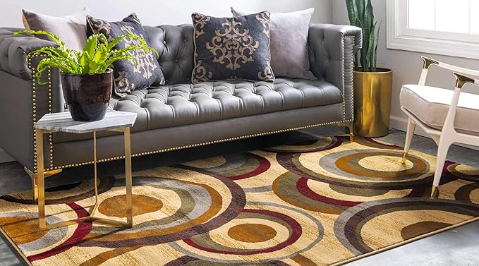 Unique Loom Barista Collection Area Rug - Kona (5' 3" x 8' Rectangle, Beige/ Black)