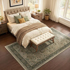 Moody 6x9 Area Rugs for Living Room, Low Pile Thin Washable Non Slip Rugs for Bedroom Dining Room, Vintage Medallion Distressed Carpet for Home Office Guest Room, Multi Brown/Slate Green