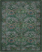 Lahome Floral Dark Green Area Rugs 8x10, Soft 8x10 Washable Rugs for Living Room Bedroom, Boho Non-Slip Forest Large Throw Carpet for Farmhouse Dining Room Office, Dark Green
