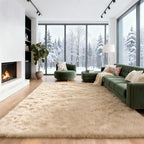 6x9 Solid Fluffy Camel Area Rug – Washable, Durable, Large Living Room Rug, Non-Slip High Pile Shag Rugs for Bedroom, Sofa Coffee Table, Nursery Rooms, Kids Room, Soft Indoor Floor Carpet