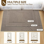 Front Door Mat 17''x30'', Absorbent Muddy Dirt Resist Washable Non Slip Low-Profile Indoor Doormat, Easy Clean Welcome Entryway Door Mats, Brown