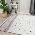 Alfa Rich 4x6 Mauve Gray Off White Washable Area Rugs for Living Room Bedroom Kitchen Decor Cotton