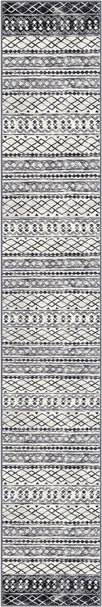 KUTA Boho Runner Rug for Hallway 2.6x16 Moroccan Washable Black Navy Blue Rugs Non-Slip Vintage Long Kitchen Runners Soft Geometric Floor Carpet for Bedroom Laundry Living Room