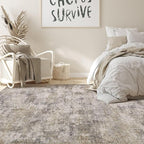Nakagishi 5x7 Area Rugs Living Room: Washable Abstract Large Neutral Soft Rug Stain Resistant Modern Indoor Floor Non-Slip Carpet for Bedroom Nursery Kids Playroom Office Dining Room Dorm- Brown Grey