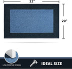 PURRUGS Dirt Trapping Door Mat 20" x 32", Non-Slip/Skid Machine Washable Entryway Rug, Shoes Scraper, Throw Rug, Super Absorbent Area Rug for Muddy Wet Shoes and Paws, Light Blue & Navy