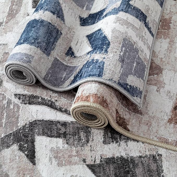 Modern Abstract Entry Rug Kitchen Bedroom Bathroom Door Mat Indoor Entrance 2X3 Front Porch Rugs Washable, Non-Slip Grey Thin Print Small Throw Carpet for Nursery Kids