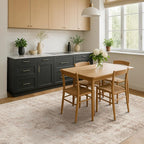 Distressed Farmhouse 5x7 Washable Rug for Living Room, Bedroom, Foyer, Under Dining Table, Neutral Abstract Medallion, Ultra Soft Faux Wool Non Slip Low Pile Stain Resistant, Beige & Brown