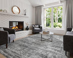 10x14 Area Rug Living Room Rugs - Washable Neutral Modern Abstract Soft Thin Rug Indoor Floor No Slip Rug Carpet for Bedroom Under Dining Table Home Office Decor - Dark Gray