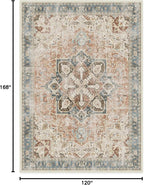 RUGGABLE Washable Vintage Area Rug – Kamran Coral 10x14, Stain-Resistant, Non-Slip – Large Machine Washable Rugs for Living Room, Bedroom, Hallway, Entryway & Office–with Cushioned Pad