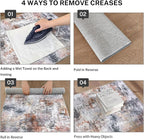 Modern Abstract Runner Rug 2x5, Grey Orange Multi Colorful Washable Kitchen Entryway Mat Non-Slip Soft Hallway Thin Print Faux Wool Carpet for Bedroom Laundry Room Indoor