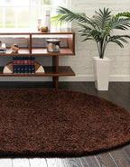 Unique Loom Solid Shag Collection Area Rug (8' x 10' Oval, Chocolate Brown)
