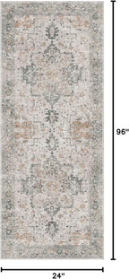 GENIMO Runner Rug 2x8 Non Slip Vintage Hallway Runner Rug, Low Pile Lightweight Rugs for Entryway, Hallway, Kitchen and Corridor, Light Taupe Brown
