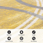 Rugshop Wavy Circles Design Area Rug, Non-Shedding Carpet for Entryway, Bedroom, or Office, Yellow, 3'3" x 5'