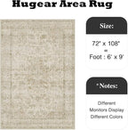 HUGEAR Retro Beige Area Rug 6x9 Machine Washable Living Room Rugs Distressed Vintage Floral Low Pile Carpet Bedroom Office Dining Room Laundry Room Non Slip Soft Lightweight