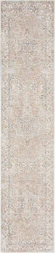 Nourison Home Astra Machine Washable Beige 2'2" x 10' Area Rug - Easy Clean, Non Shedding, Bed Room, Living Room, Dining Room, Kitchen (10' Runner)