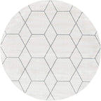 Unique Loom Trellis Frieze Collection Area Rug - Geometric (7' Round, Ivory/ Gray)