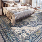 AMOAMI-Area Rug 6X9 Rugs for Living Room-Vintage Soft Blue Rugs for Bedroom-Non Slip Carpet-Machine Washable Rug for Dining Room Living Room Bedroom Office Under Table