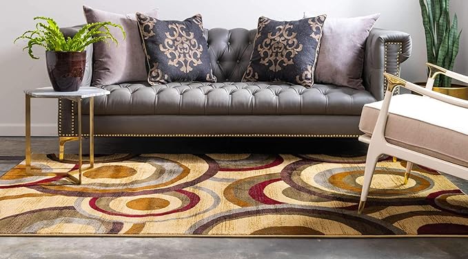 Unique Loom Barista Collection Area Rug - Kona (9' x 12' Rectangle, Beige/ Black)