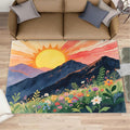 Boho Sun Area Rugs 3x5ft, Minimalist Line Boys Rugs for Bedroom, Geometric Solar Kids Room Rug Soft Fuzzy Washable for Living Room Game Room Coffee Table