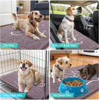 OLANLY Dog Door Mat for Muddy Paws 30x20, Paw Print Design, Absorbs Moisture and Dirt, Absorbent Non-Slip Washable Doormat, Quick Dry Chenille Mud Mat, Entry Indoor Entryway Carpet, Deep Plum