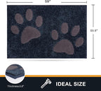 PURRUGS Dirt Trapping Door Mat 33.5" x 59", Non-Skid/Slip Machine Washable Microfiber Entryway Rug, Dog Doormat, Super Absorbent Welcome Mat for Muddy Wet Shoes and Paws, Navy Blue
