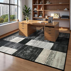 DweIke Large Modern Washable Area Rugs 8x10, Living Room Rug Non-Slip and Non-Shedding Large Rugs for Bedroom, Low Pile Indoor Rubber Backed Carpets for Dining Office Home Decor, Black and White