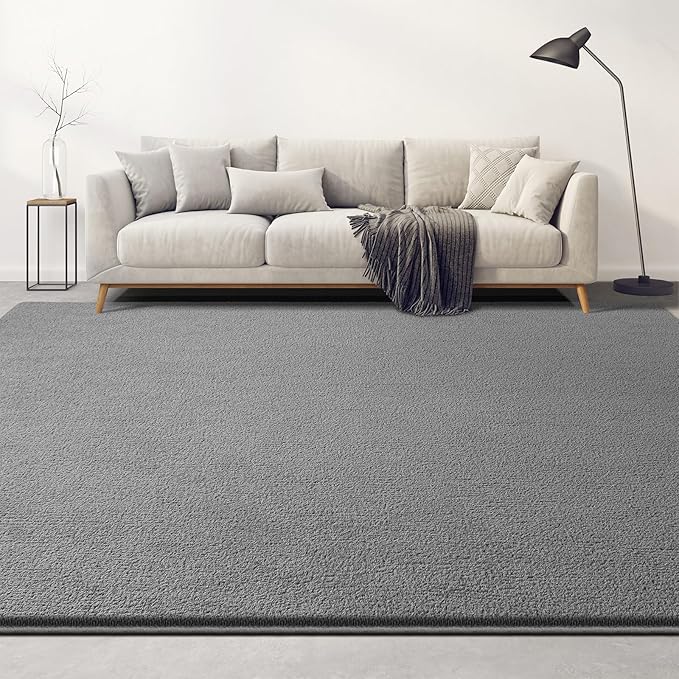 Large Area Rugs for Living Room Bedroom, 4x6 Feet Grey Rug, Minimalist Modern Shag Rug, Soft Thick Comfy Memory Foam Indoor Carpet, Non-Slip Washable Rug for Boys Girls Dorm Nursery Room Home Decor