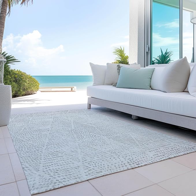 Addison Rugs Chantille ACN591 Silver 9' x 12' Indoor Outdoor Area Rug, Easy Clean, Machine Washable, Non Shedding, Bedroom, Living Room, Dining Room, Kitchen, Patio Rug