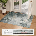 Small Rug with Abstract Pattern for Entryway Short Pile with Non-Slip Backing Throw Rugs, Foldable Kitchen Bathroom Rugs 2x3 FT Grey