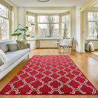 Amearea Fluffy Indoor Area Rug, Soft Trellis Moroccan Rugs for Bedroom, Shag Modern Area Rug for Living Room Kids Room Nursery, Easy Clean, Home Decor Low Pile Carpet, Wine Red 7x10 Feet